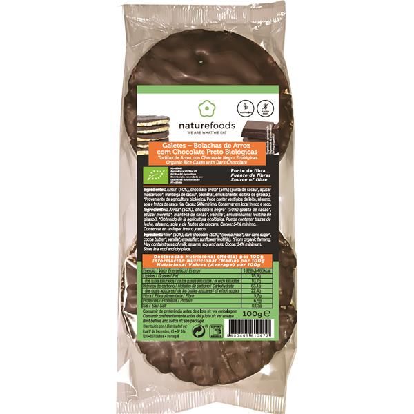 Galetes Bolachas Arroz Chocolate Preto Bio
