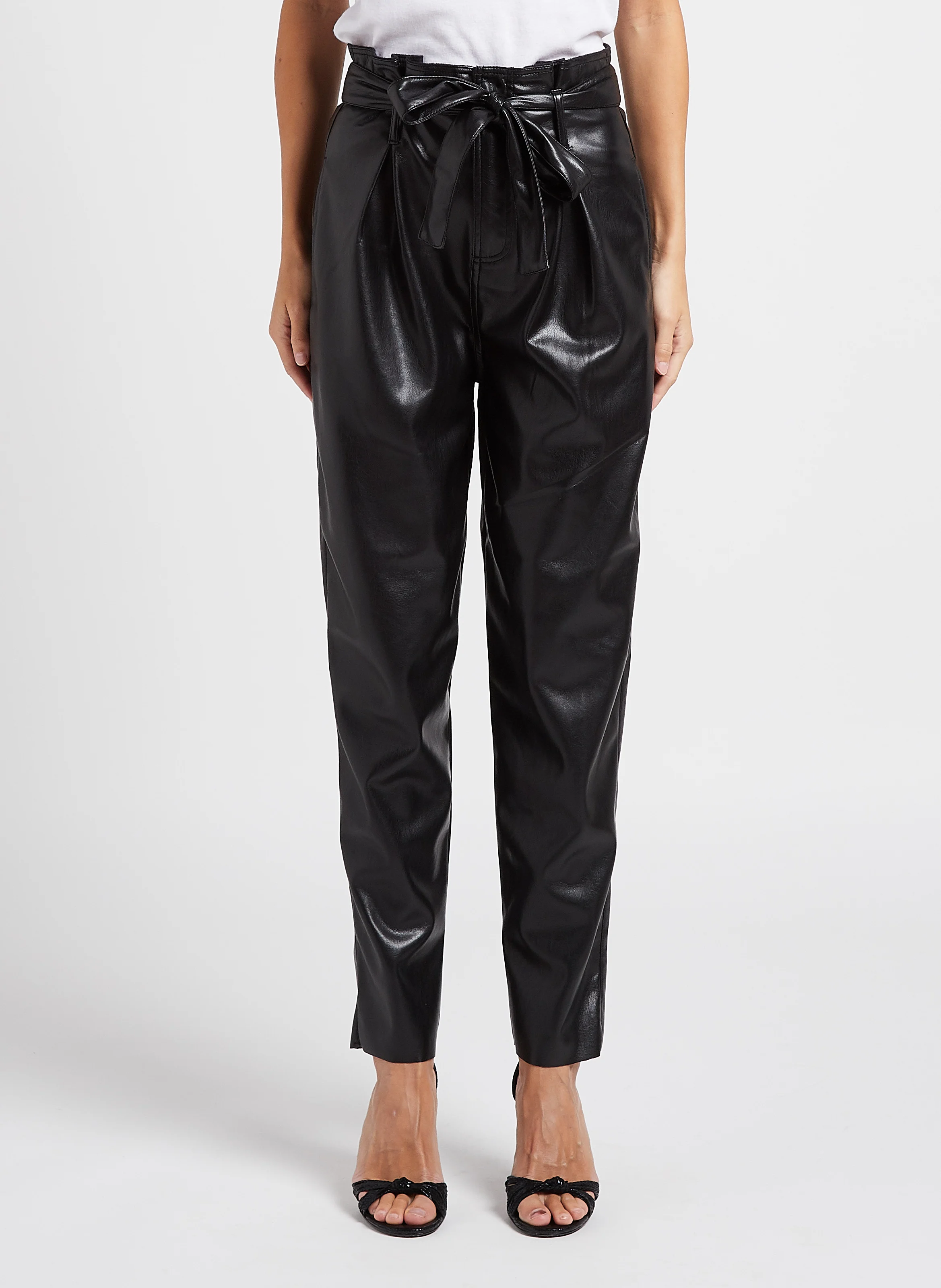BROCK - Pantalon carotte aspect cuir| Noir