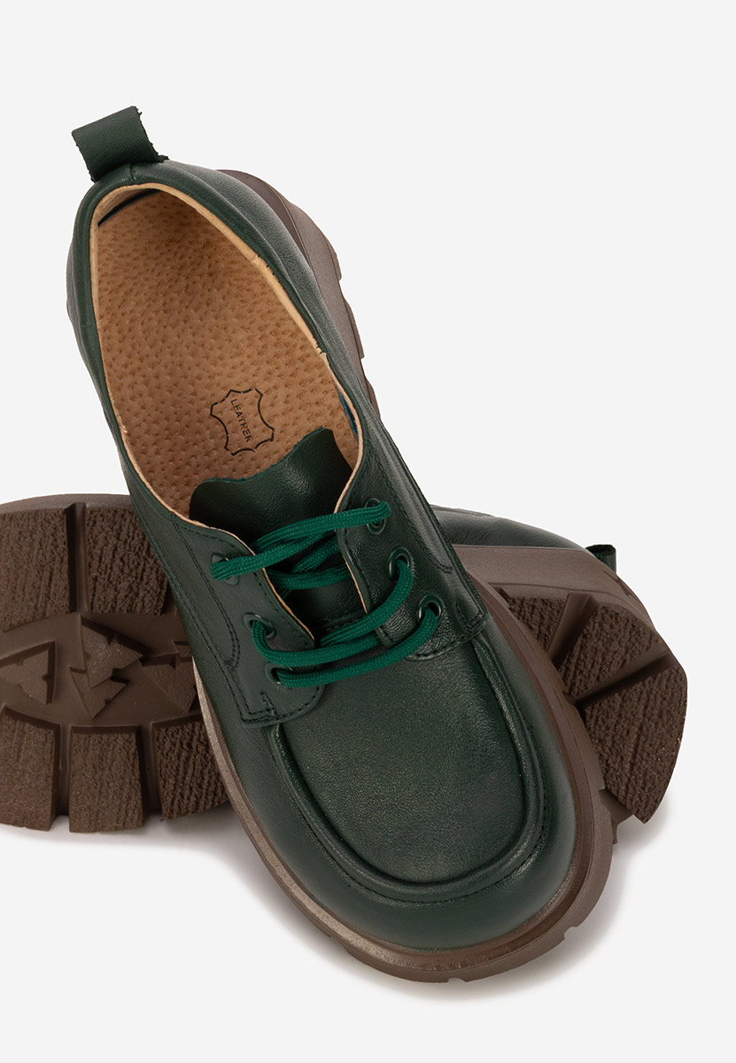 Chaussures casual femme en cuir vert Lenovia