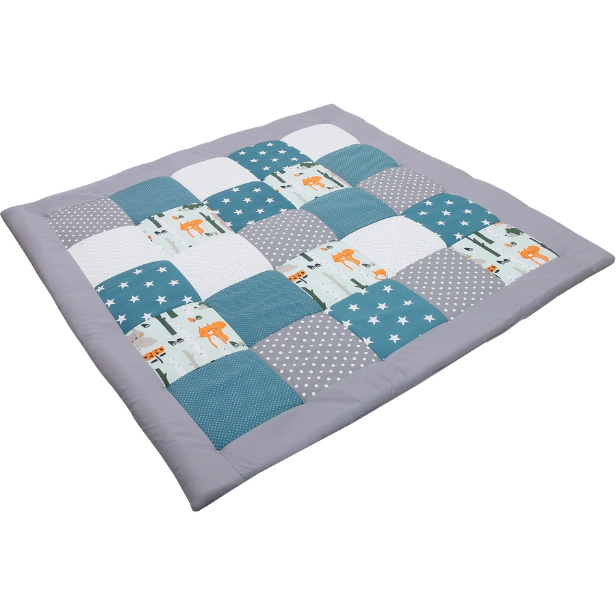 Ullenboom Krabbeldecke & Laufgittereinlage 120X120 cm Waldtiere Petrol