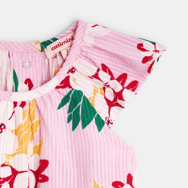 Blouse bébé fille rose fleurs exotiques Catimini Rose