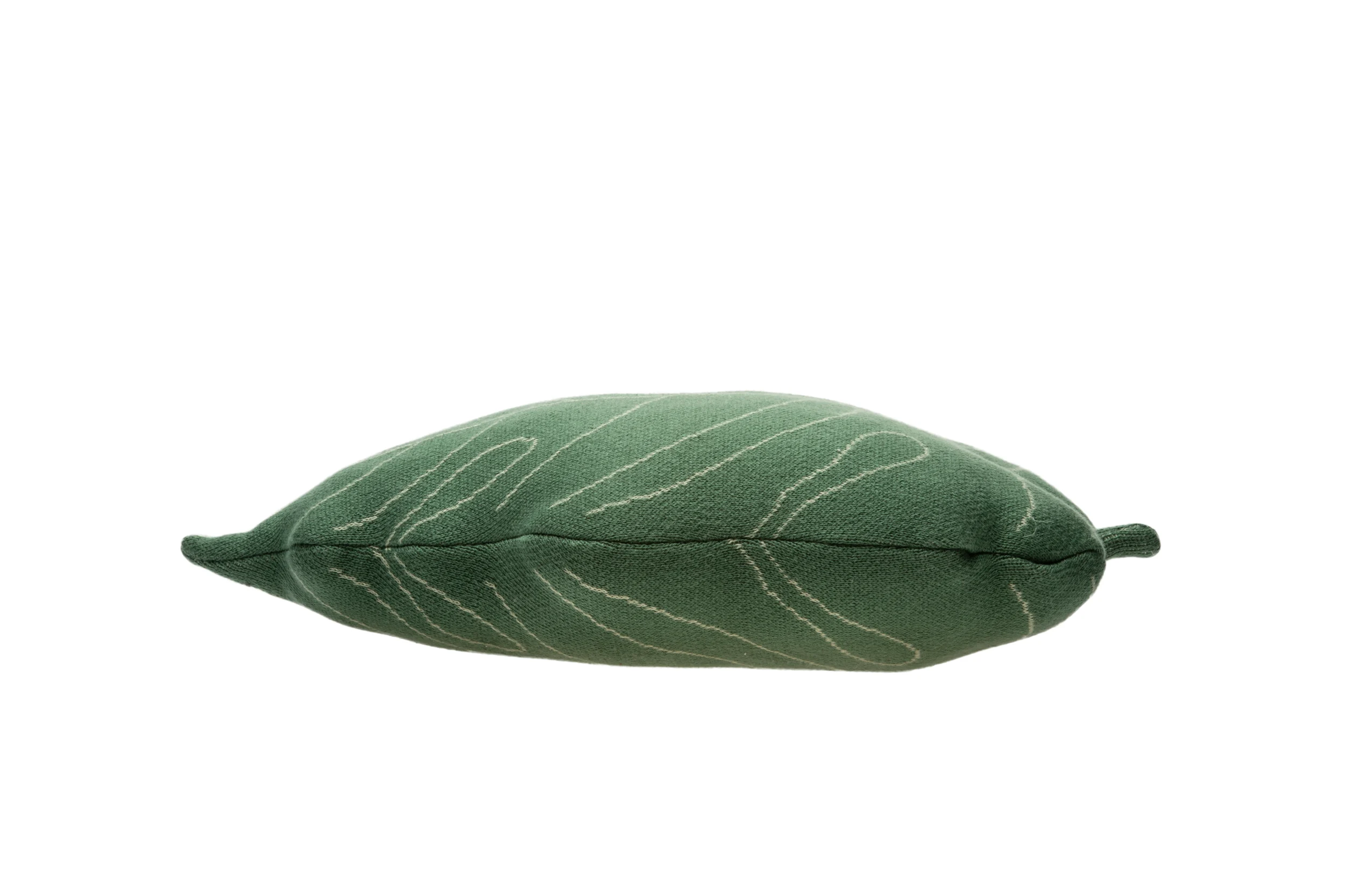 FEUILLE DE BÉBÉ - Coussin en tricot en coton | Vert