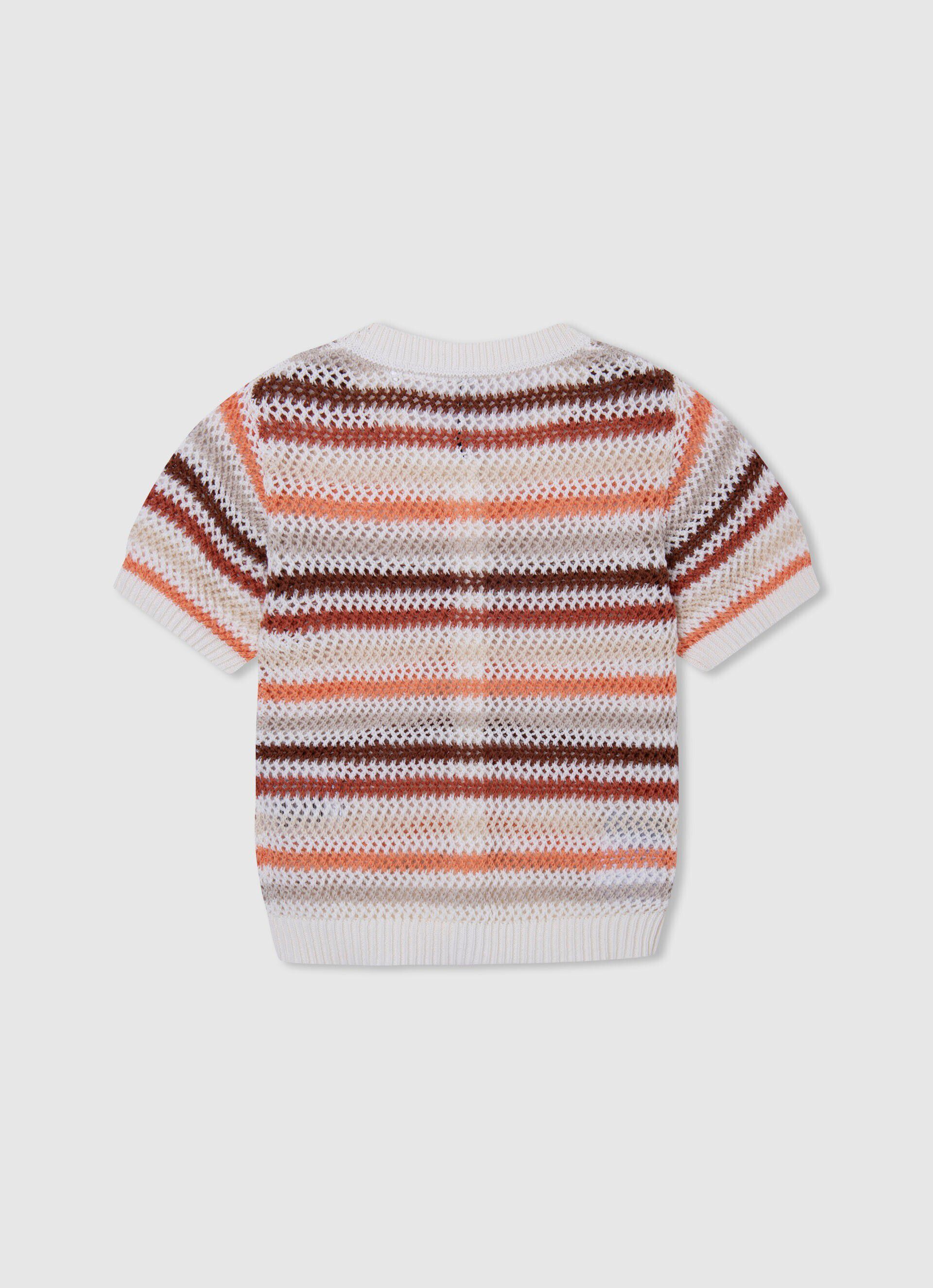 Cardigã de algodão com estampa listrada - multicolorido