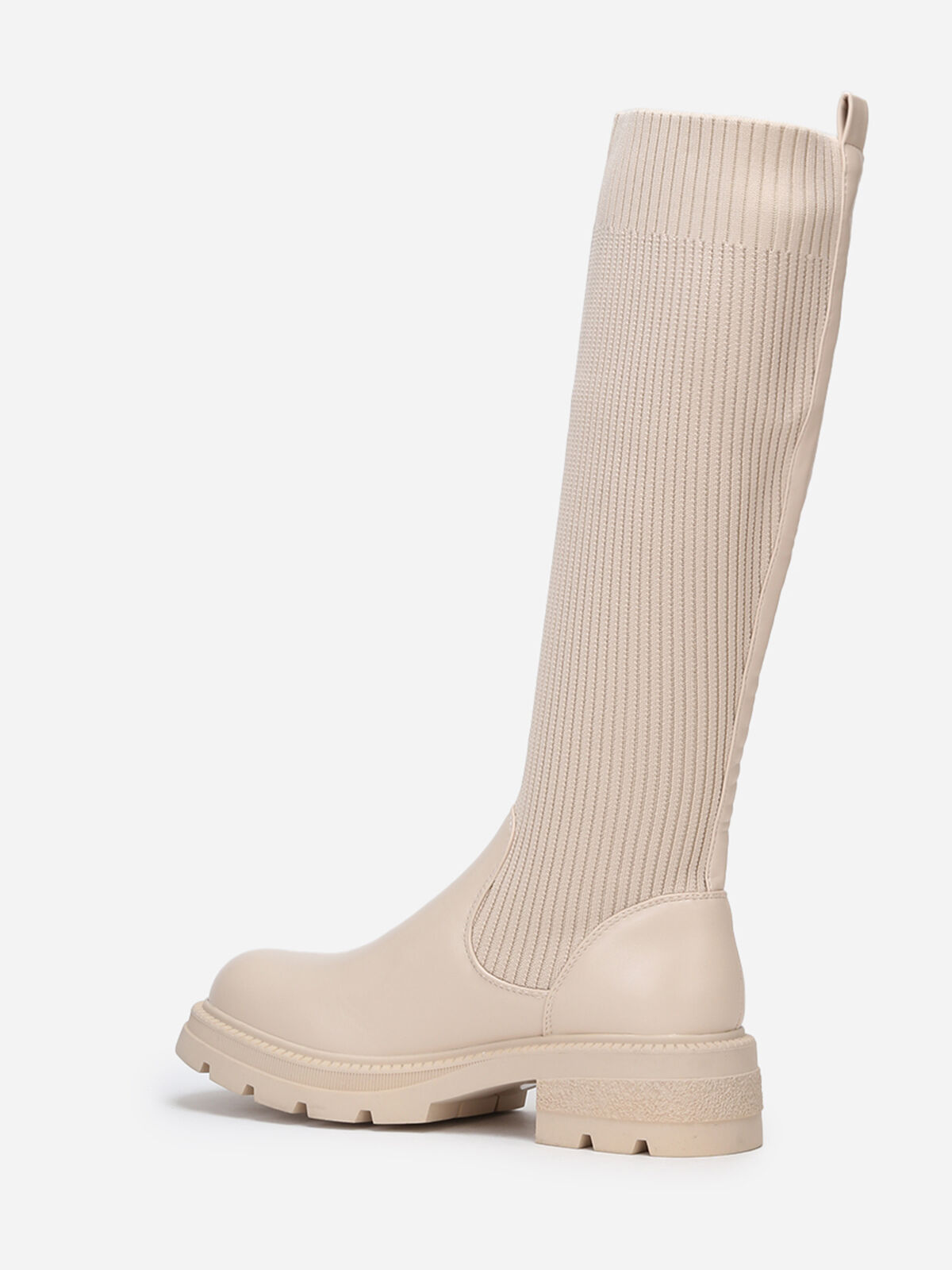 Bottes bi-matières effet chaussettes- Beige