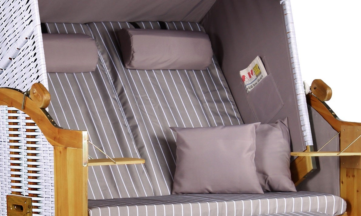 Baltic PE strandstoel, wit, Royal Grey design
