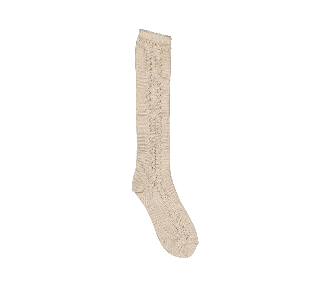Knee Socks Pointelle, Strømper - Warm Pearl