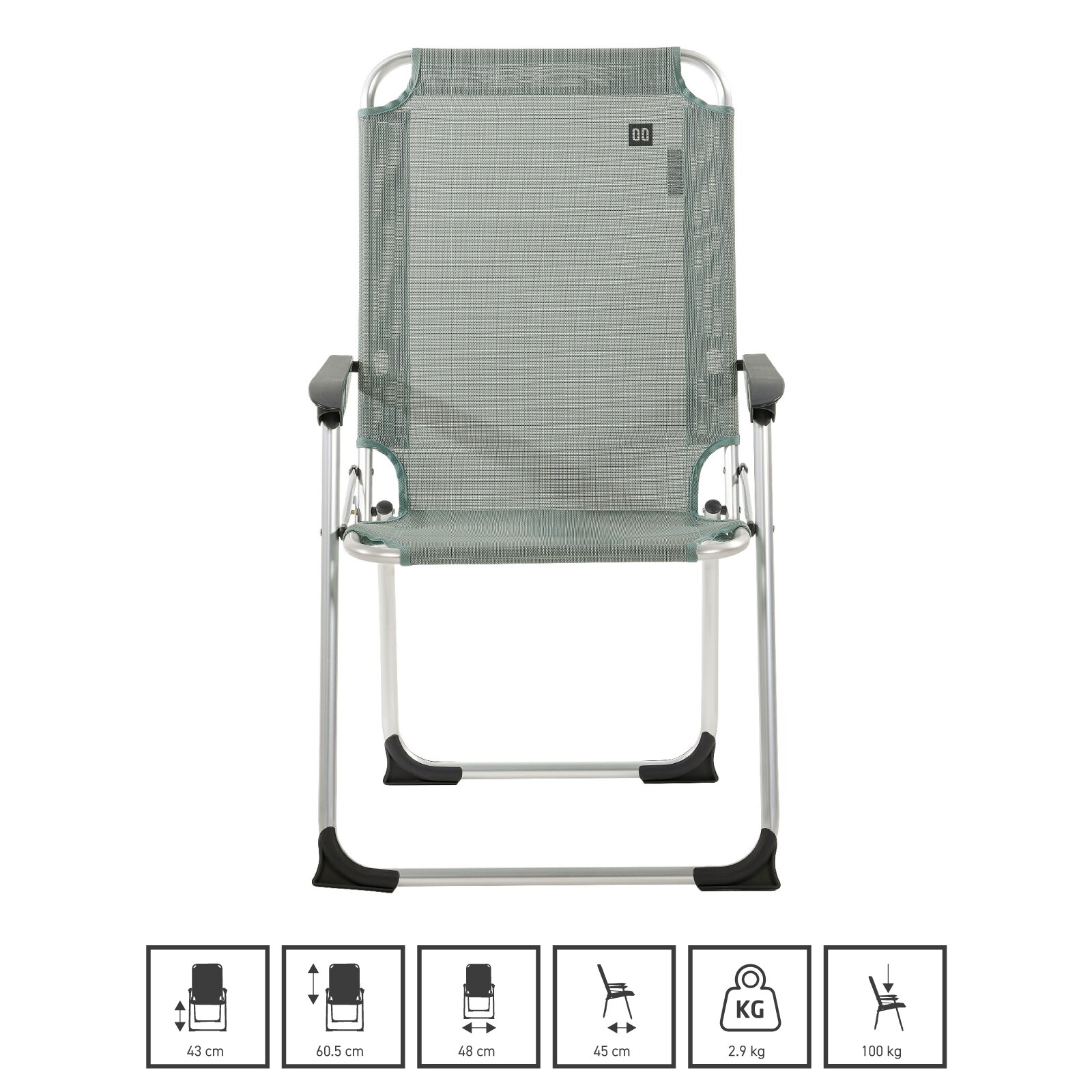 TRAVELLIFE Campingstuhl Como Compact Camping Faltstuhl Klappstuhl Hohe Lehne Alu Farbe: Gentle green