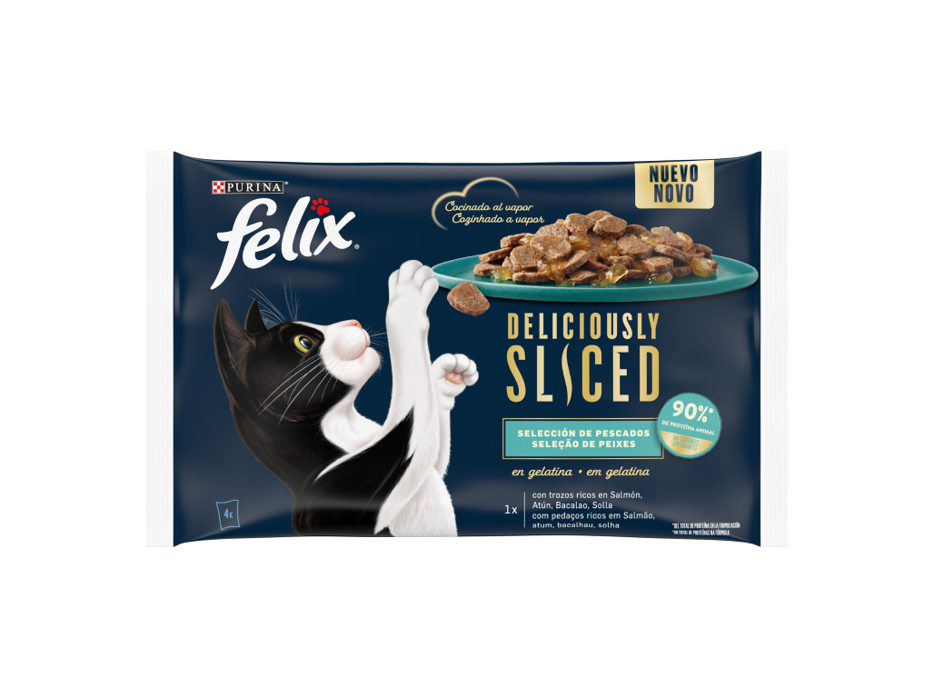 COMIDA HÚMIDA PARA GATO FELIX DELICIOUSLY SLICED PEIXE 4X80G