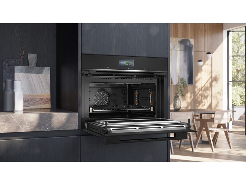 Siemens Einbaubackofen mit Mikrowelle iQ700 CM776GKB1 Schwa Einbau-Kompaktbackofen