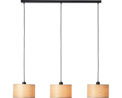 Hanglamp, 3-lichts, HxBxD 120x110x25 cm, zwart/bruin/naturel