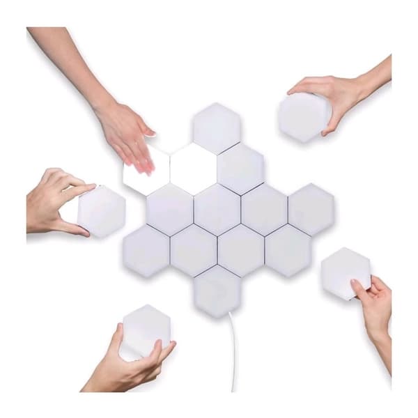 LED Veggbelysning Hexagon / Honeycomb / Quantum med fjernkontroll - 6 Moduler