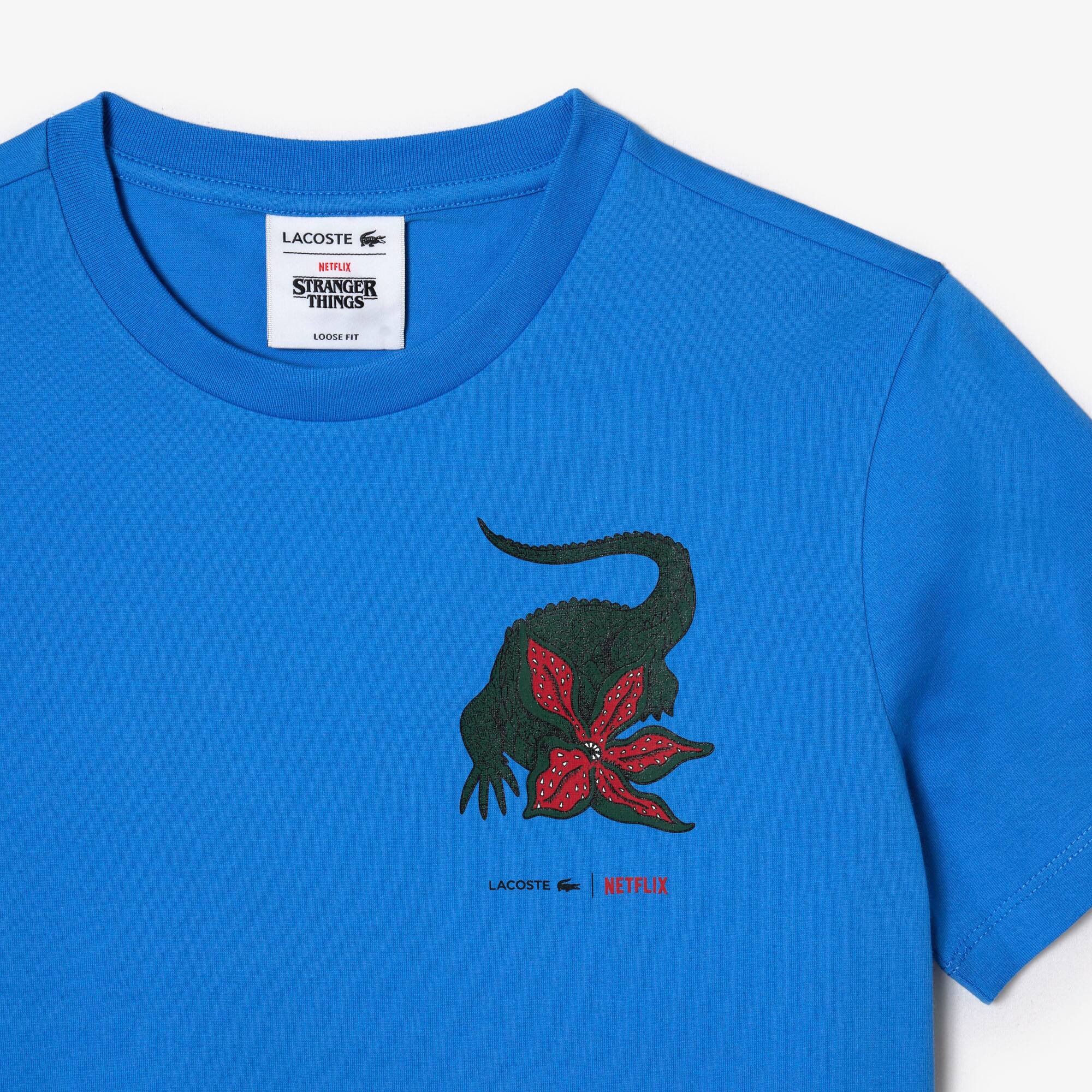 T-shirt femme Lacoste x Netflix en jersey de coton biologique T-Shirts - Bleu - Lacoste - Femme