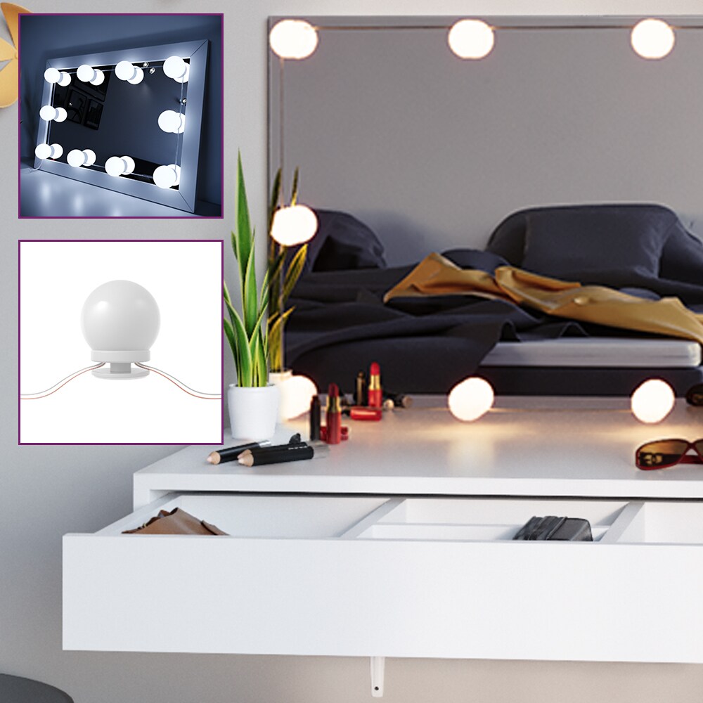 Vicco Schminktisch Alessia Frisiertisch Kommode Frisierkommode Spiegel Weiß inklusive LED-Lichterkette