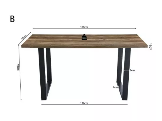 Table à manger haute EDWAR longueur 180cm en décor mango, idéal pour une salle à manger conviviale