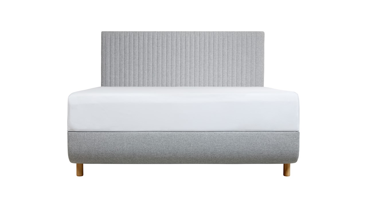 TEMPUR® Bed Arc met hoofdbord Vertical, schotelbodem en Pro matrassen stone