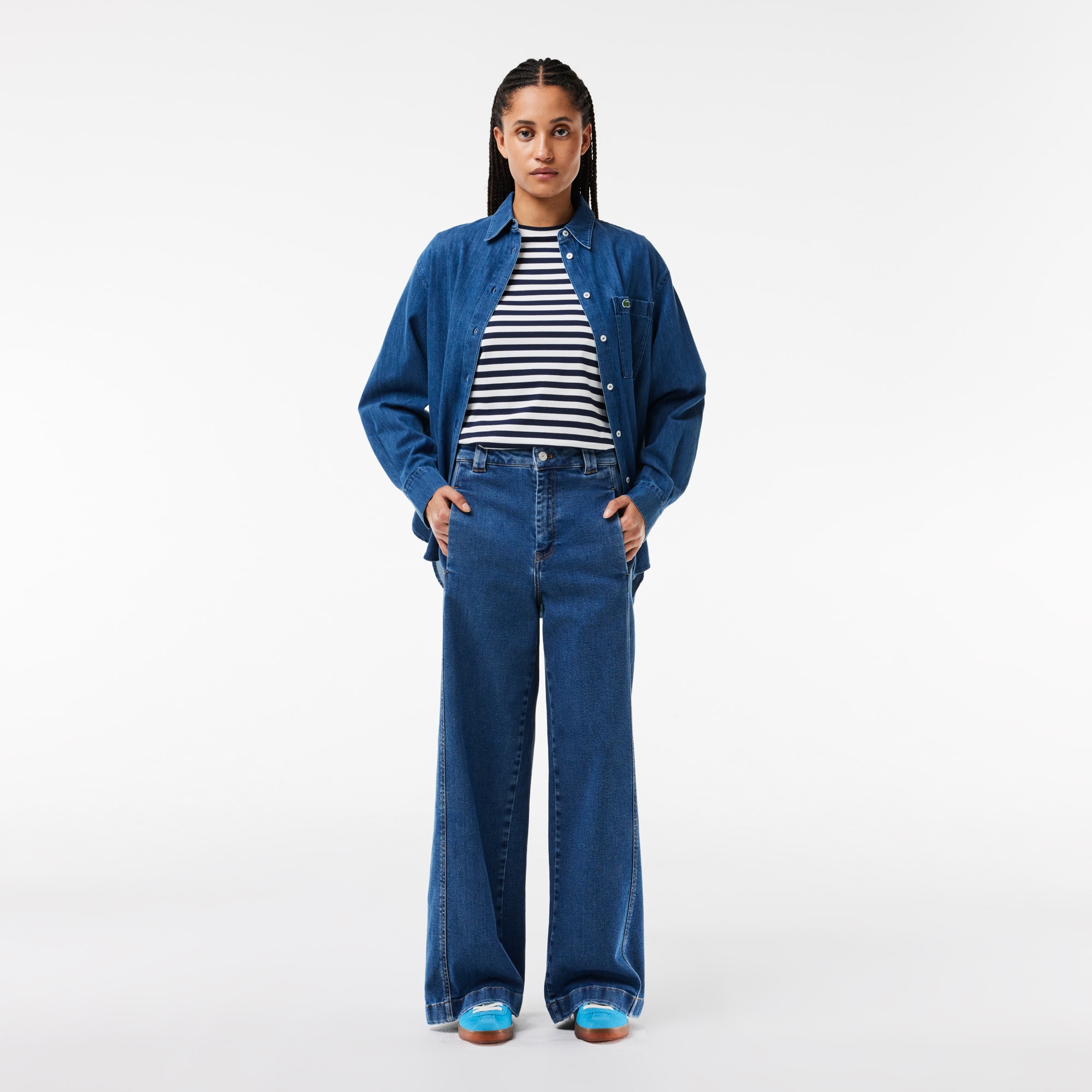 T-shirt femme loose fit Lacoste à rayures en jersey de coton T-Shirts - Bleu - Lacoste - Femme