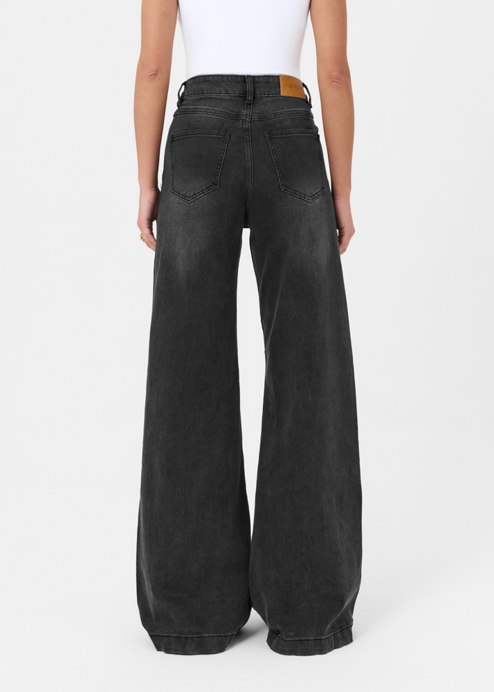 Wide flared jeans iron zwart