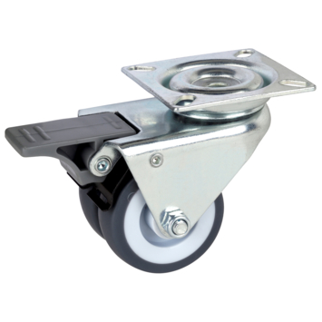 Zwenkwiel   rem TPE met plaatbevestiging 50mm tot 80kg