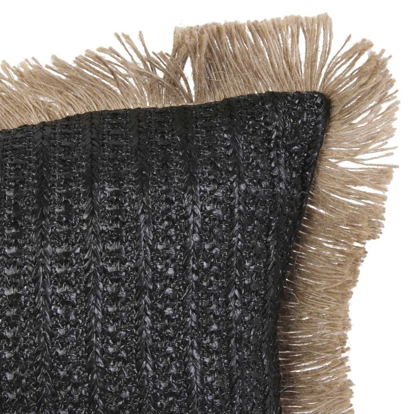 Home Deco Factory Coussin Raphia déhoussable noir/beige - 40x40 cm