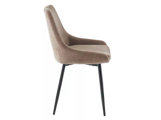 Lot de 2 chaises en tissu et métal noir - Taupe - MASURIE