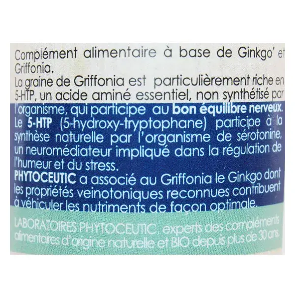 Phytoceutic Ginkgo & Griffonia Bio 60 gélules