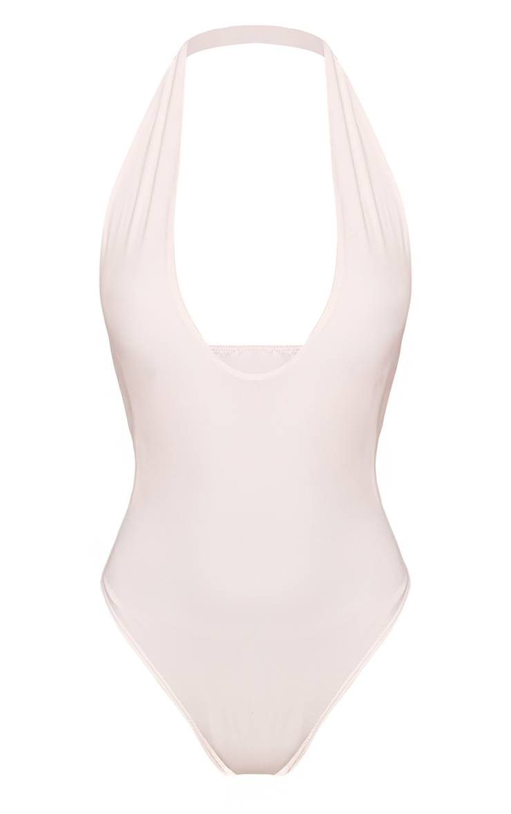 Crème Body En Jersey Sculpté À Col En V Et Encolure Dos-nu