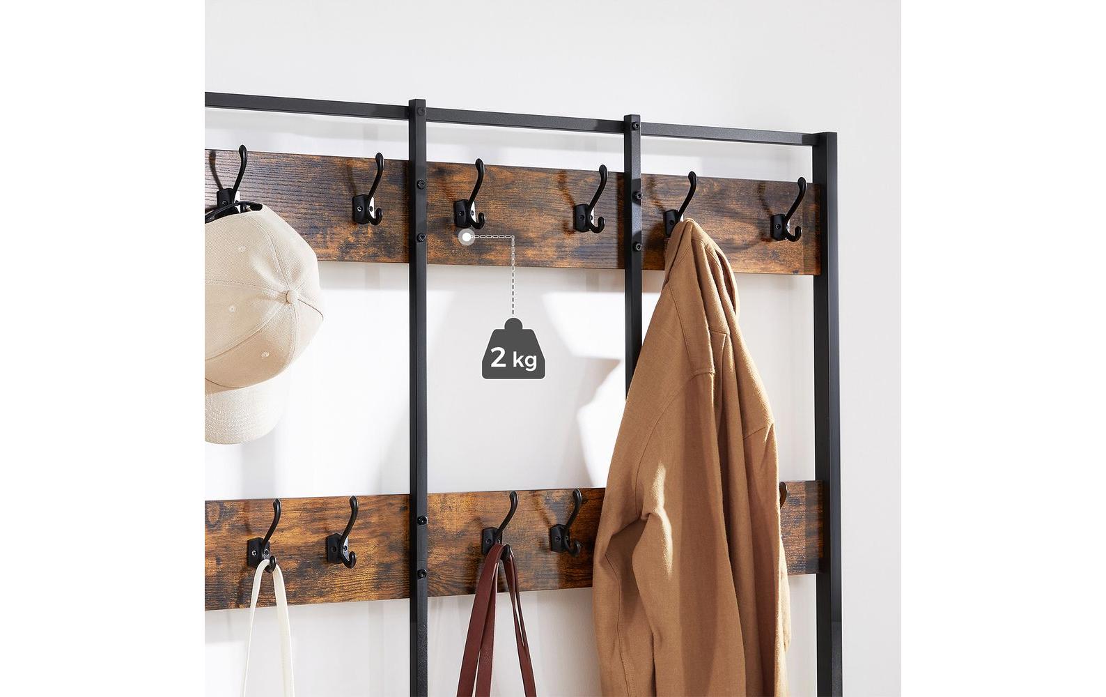 Wandgarderobe 100 cm x 184 cm, Braun/Schwarz<br>Garderobe mit Schuhregal