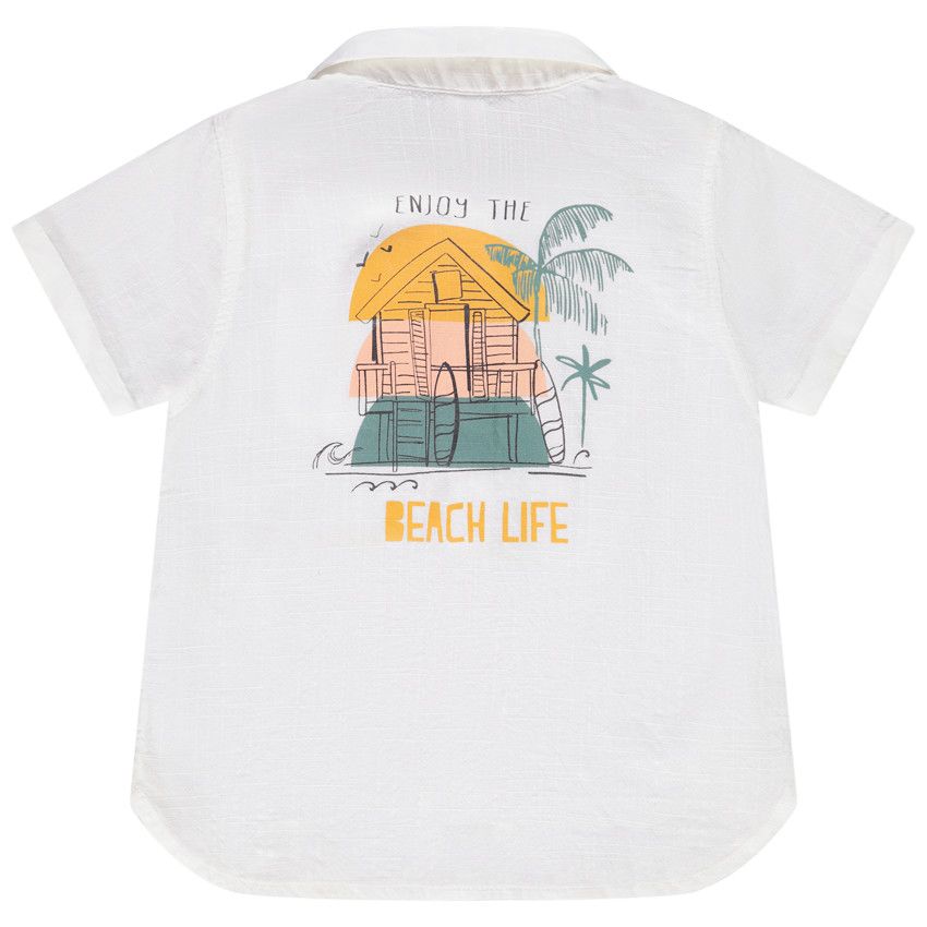 Chemise manches courtes prints fantaisie pour bébé garçon - Blanc