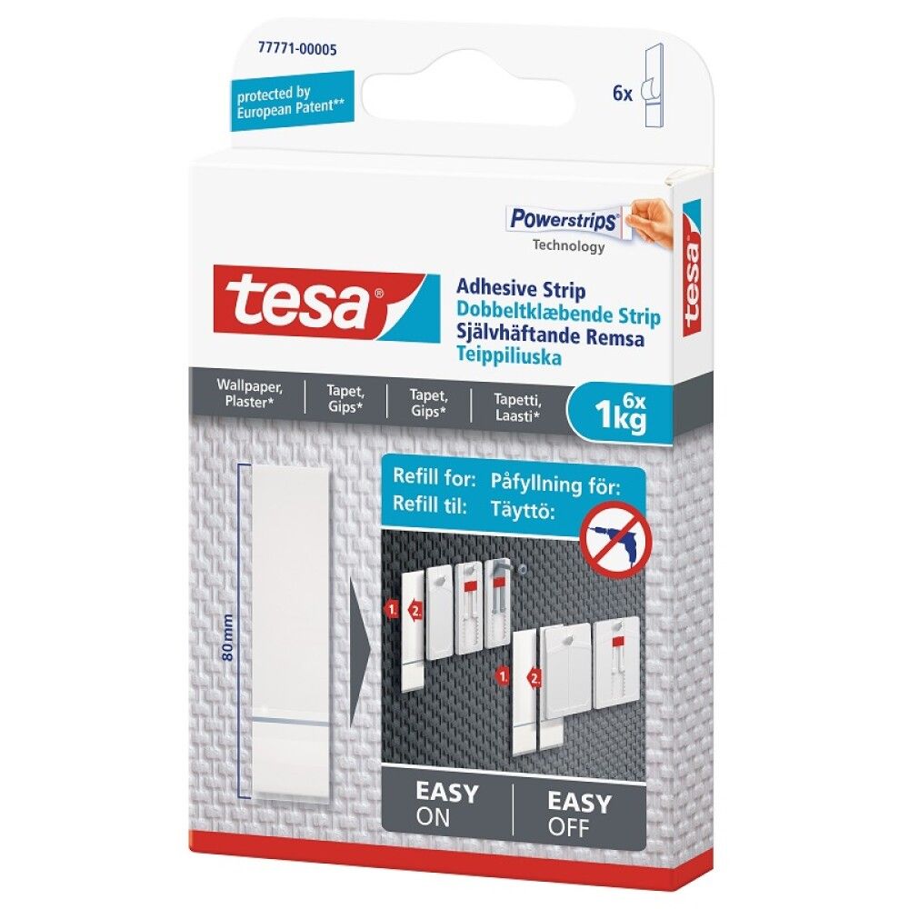 MONTERINGSSTRIPS TESA TAPET OG GIPS POWERSTRIP 6STK