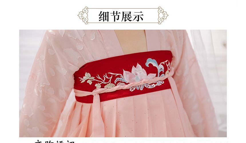 Francoix - Set: Hanfu-top met lange mouwen + maxi-A-lijn rok met geborduurde bloemen