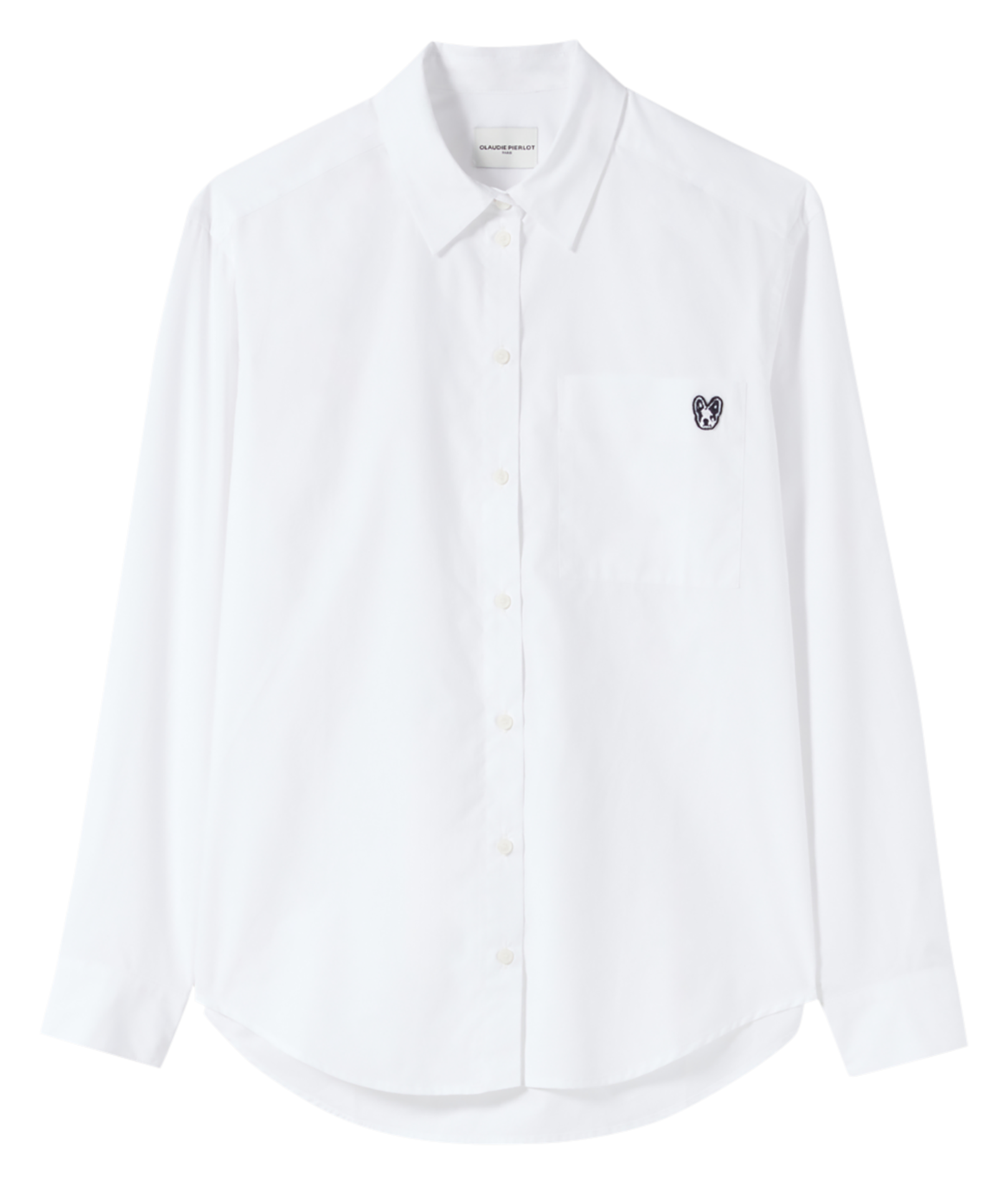 Chemise droite en denim brodé Jean Toto | Blanc