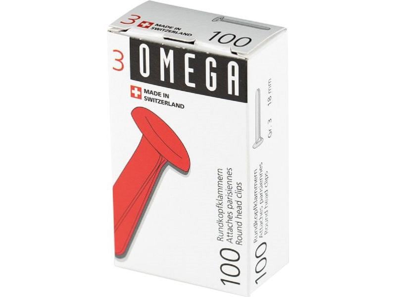Omega Rundkopfklammer 18 mm, 100 Stück Musterklammern