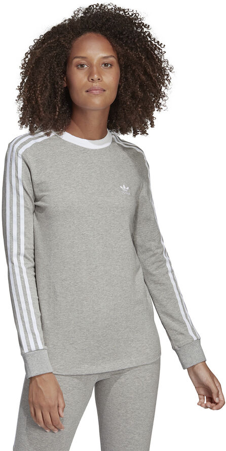 adidas 3-Stripes langærmet T-shirt Grå