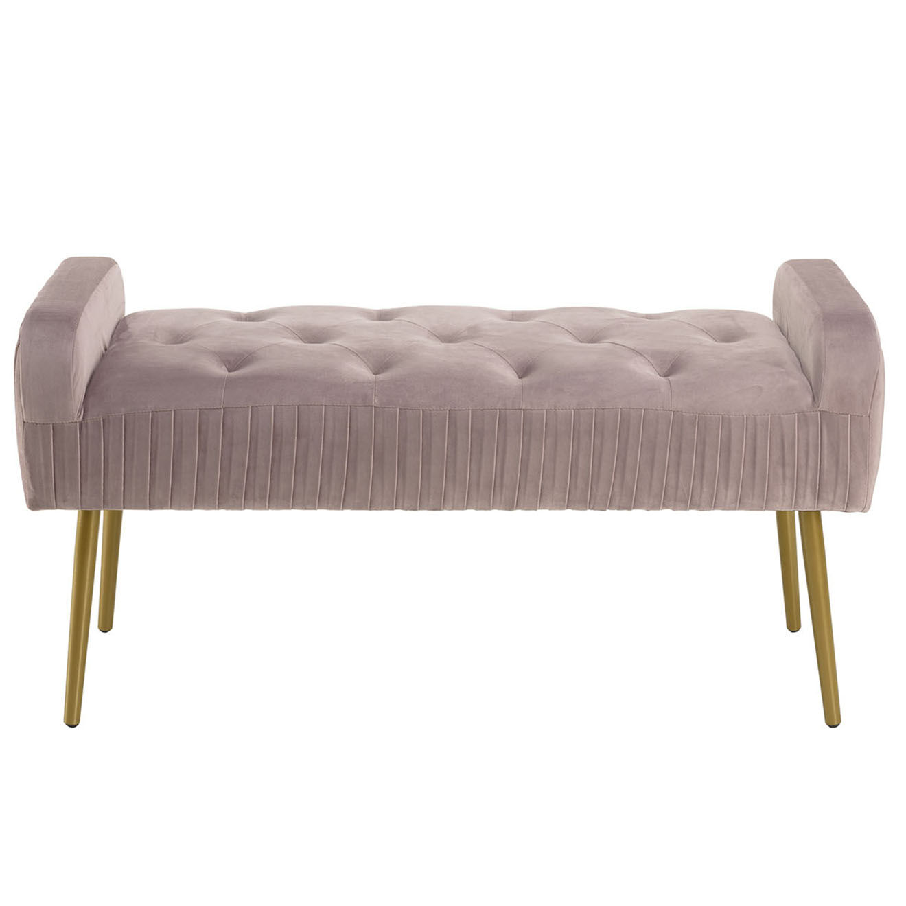 Macabane Banc de lit en velours Albane rose - 103x40x53 cm