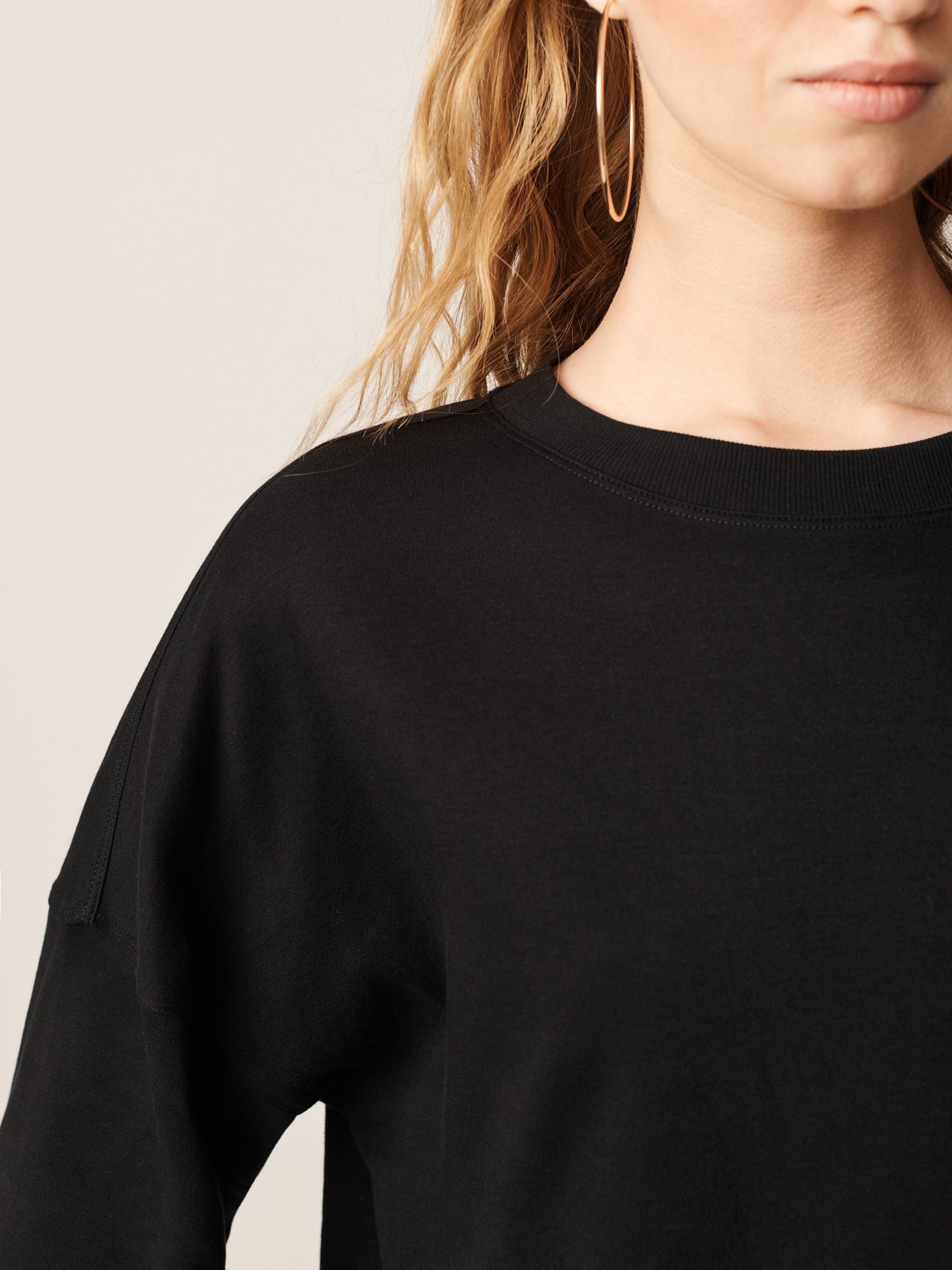 Zwart - Relaxt dik lang T-shirt