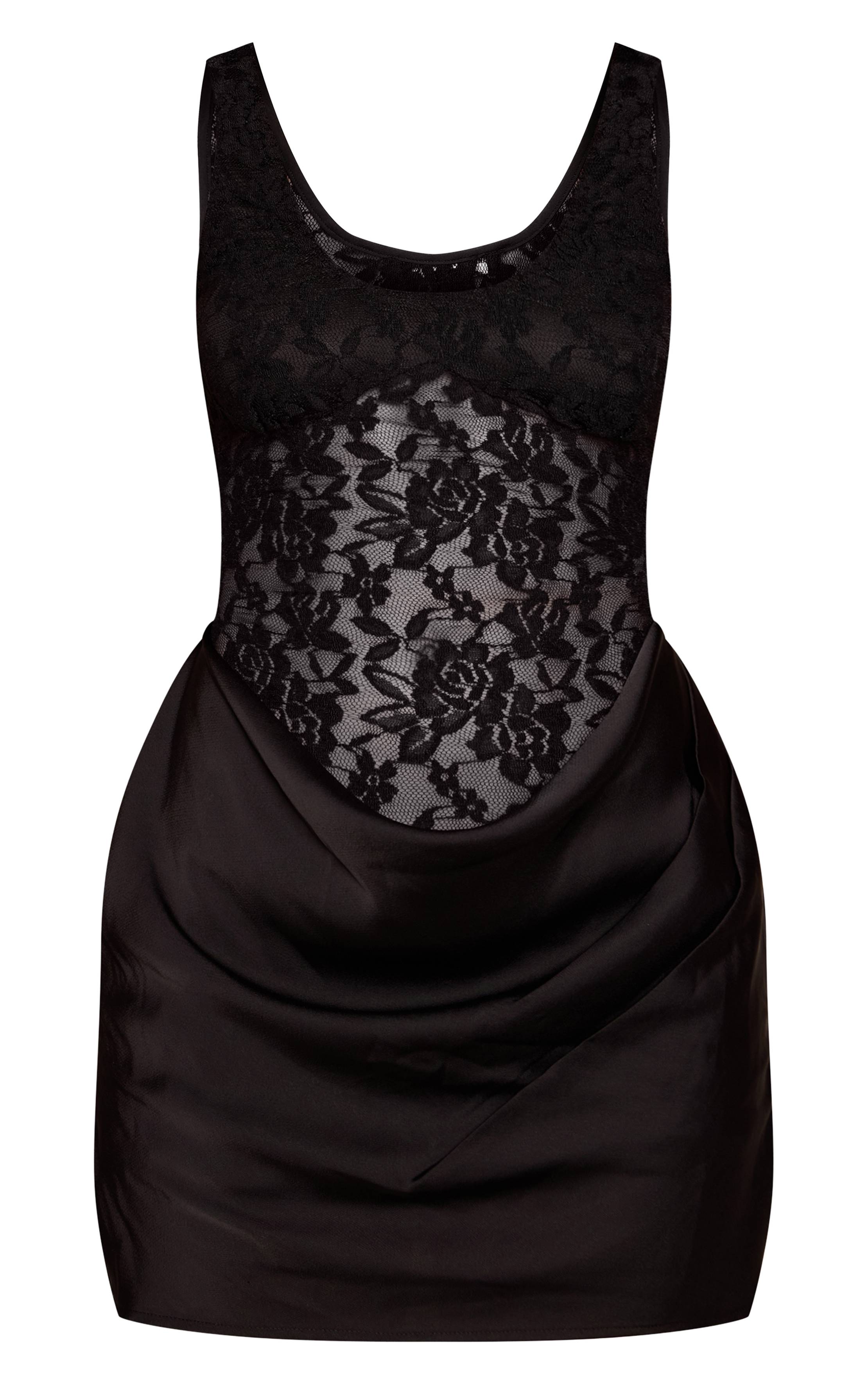 Noir Mini-robe En Dentelle Et Satin Petite