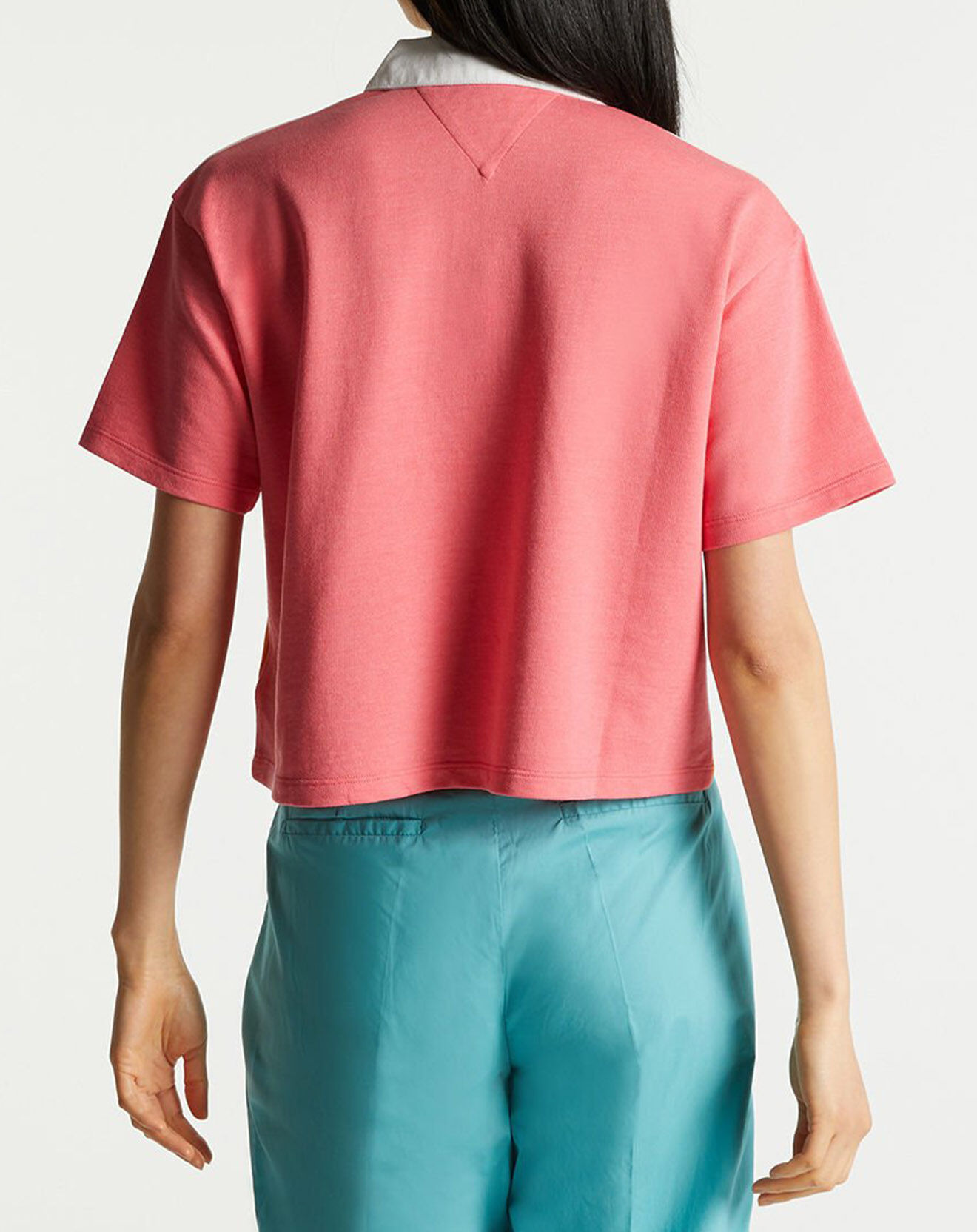 Tommy Jeans Polo Crop Colorblock orange/rose