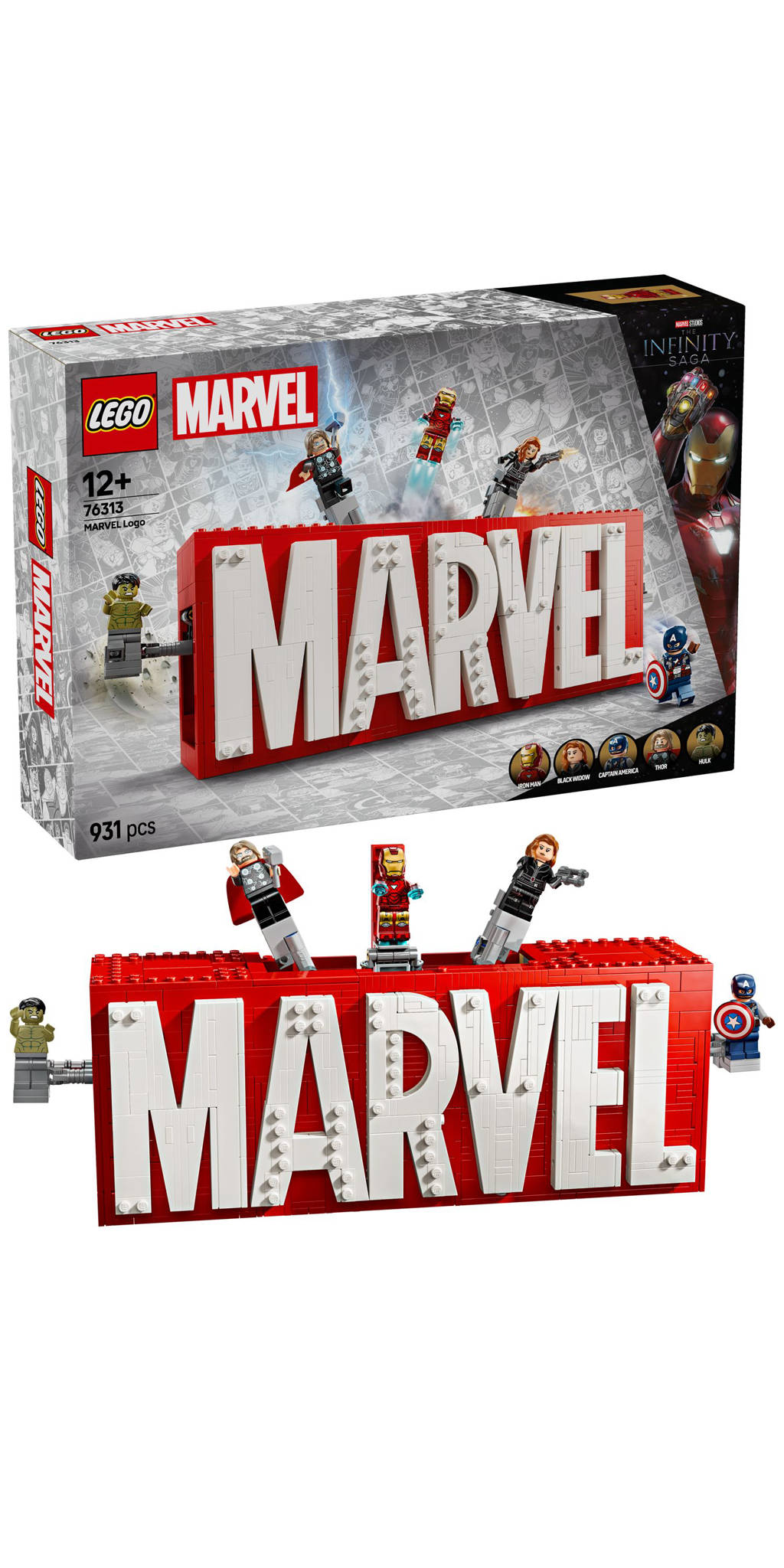 MARVEL logo en minifiguren verzamelset 76313