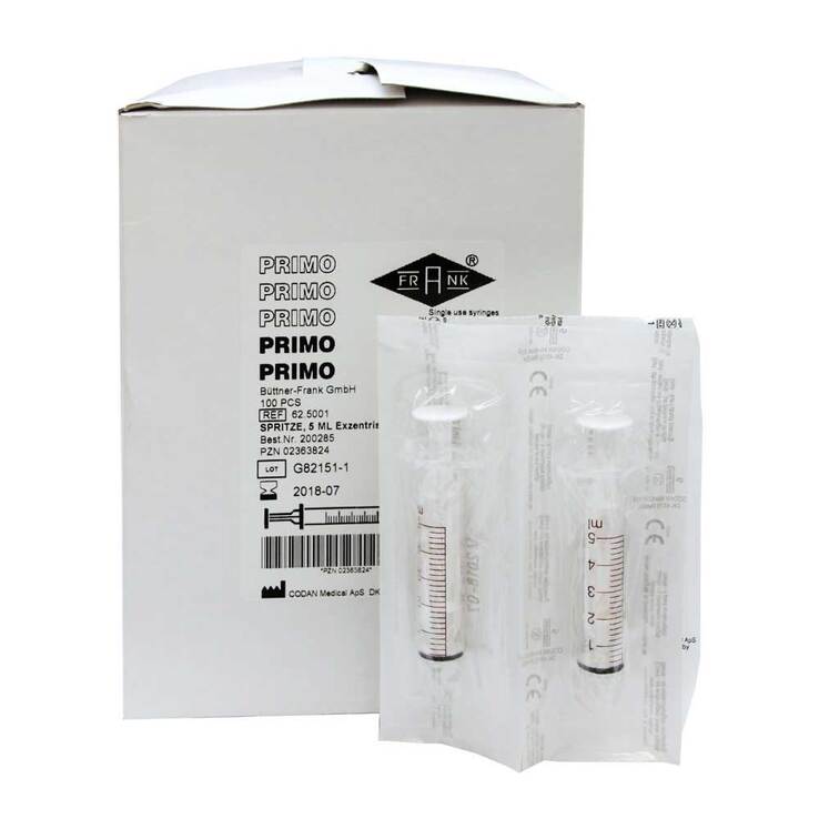 Primo Einmalspritzen exzentr, 100X5 ml