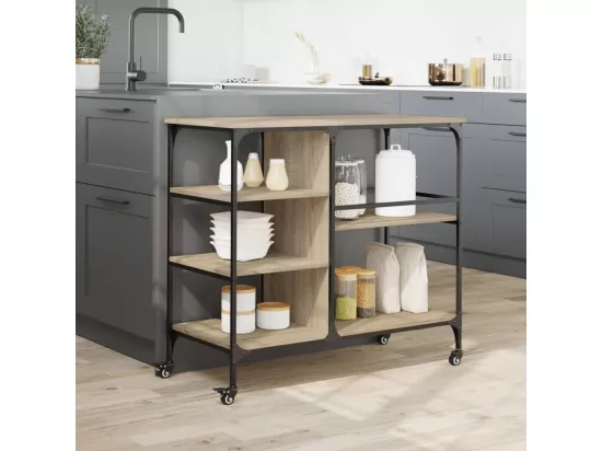 Chariot de cuisine chêne sonoma 100x45x89,5cm bois d'ingénierie