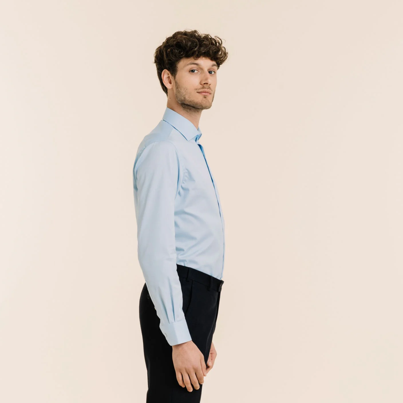 Premium blue double-twisted pinpoint shirt