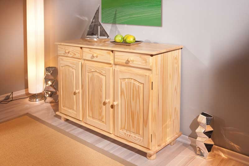 Sideboard ABACO - natur - Kiefer Massivholz - 130 cm breit
