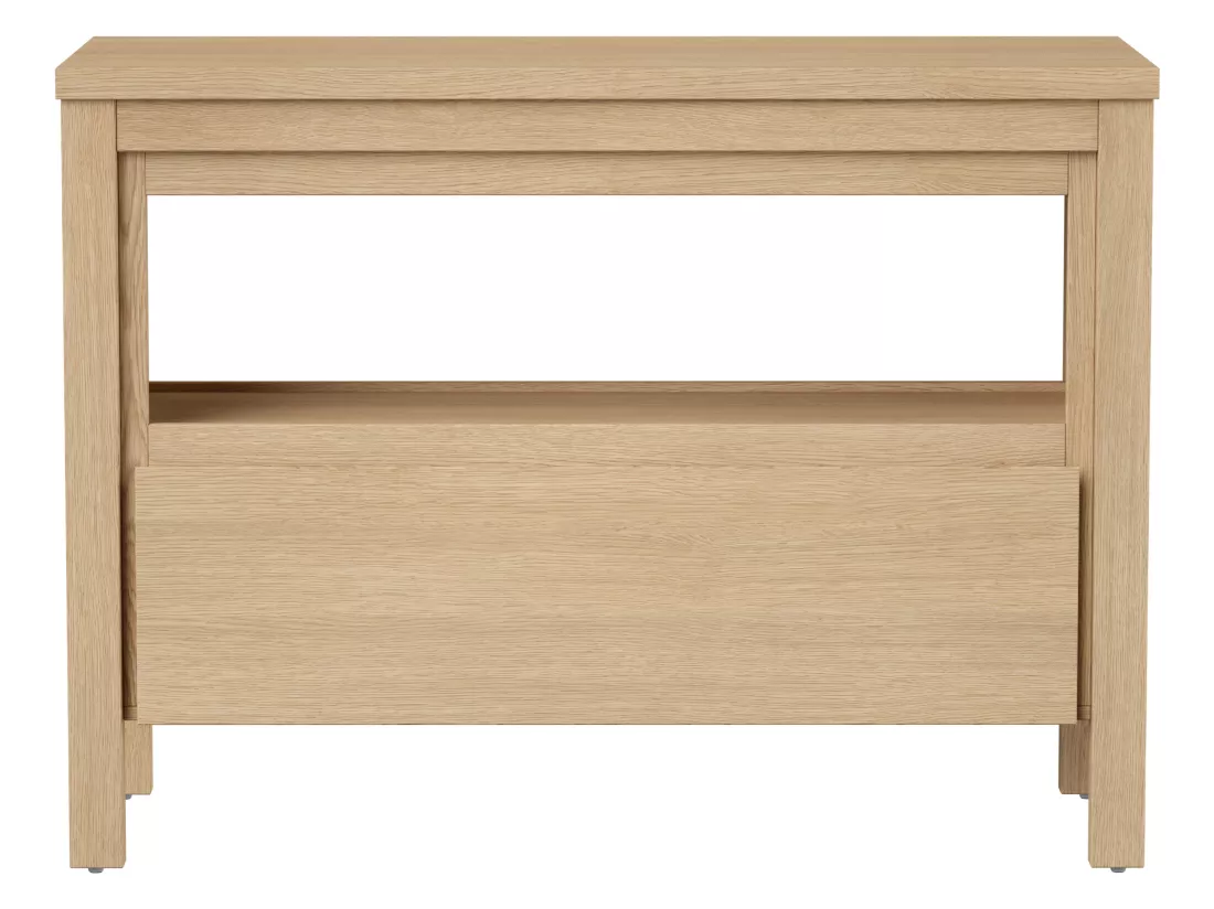 Meuble sous vasque avec niche de rangement et planche - 120 cm - Placage chêne - COSMOTI