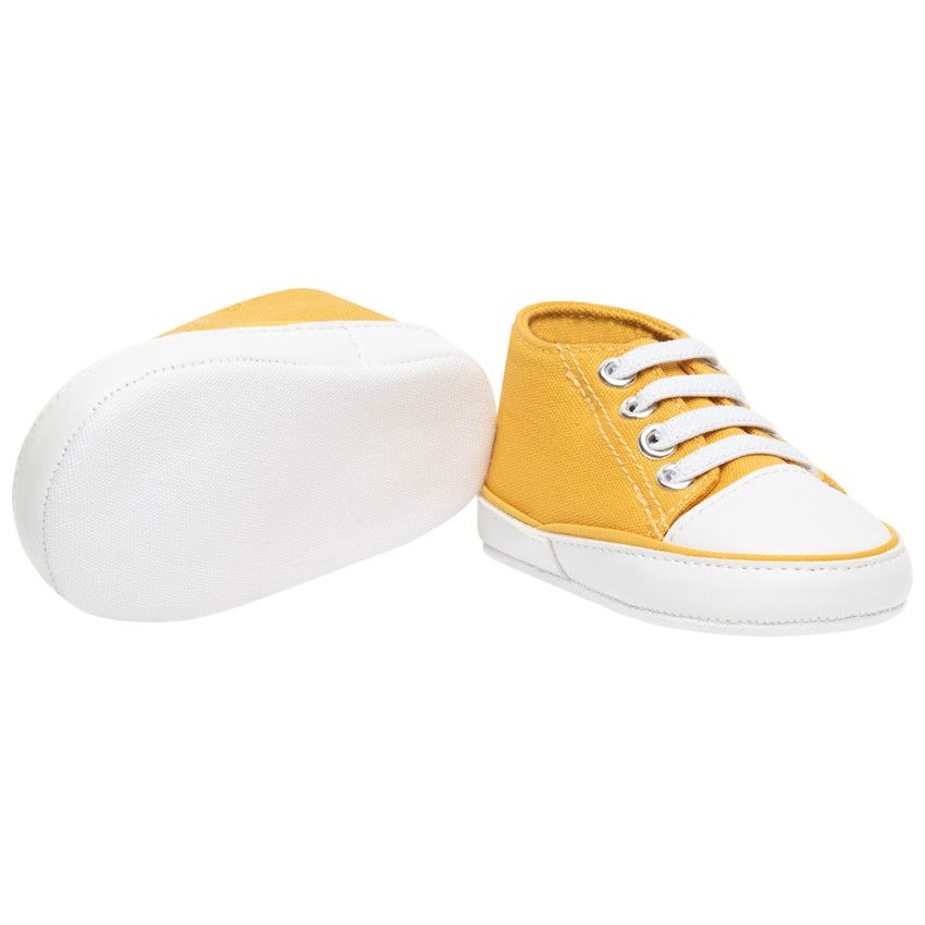 Baskets montantes à lacets en toile pour bébé garçon - Jaune