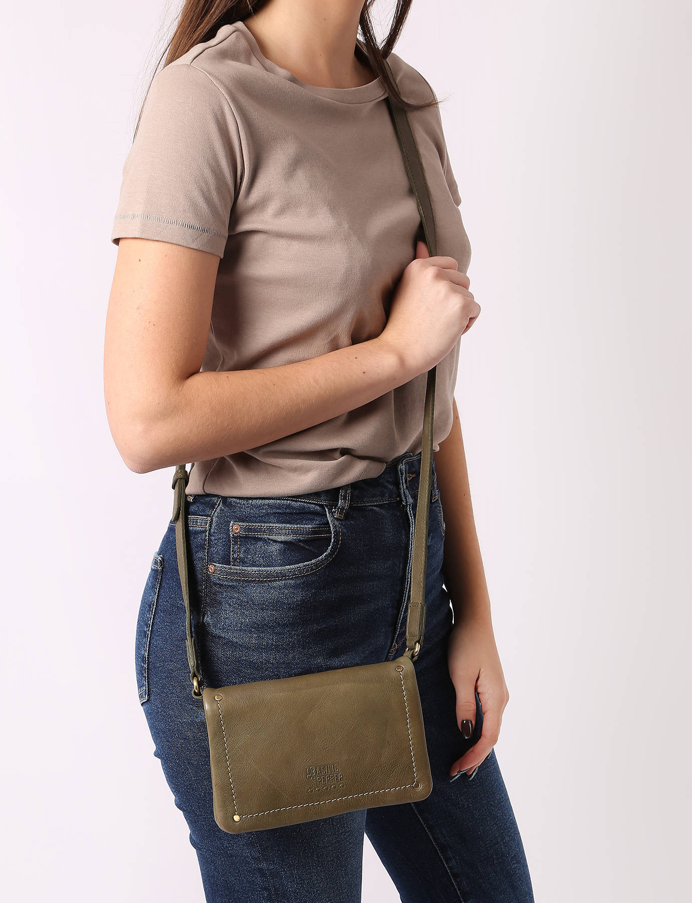 Sac bandoulire Boston cuir BASILIC PEPPER