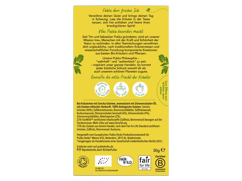 Pukka Teebeutel Clean Matcha Green Bio-Tee 20 Stück Bio-Ganzblatt-Grüntee
