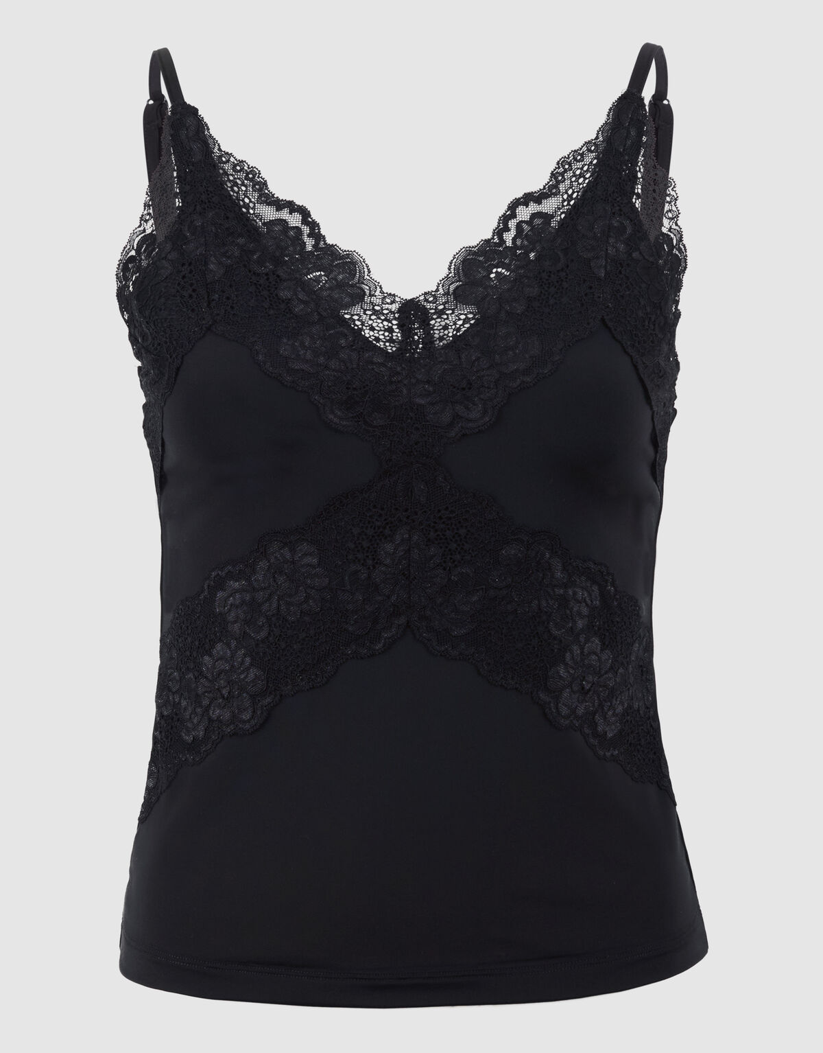 Lace Mix Singlet Zwart