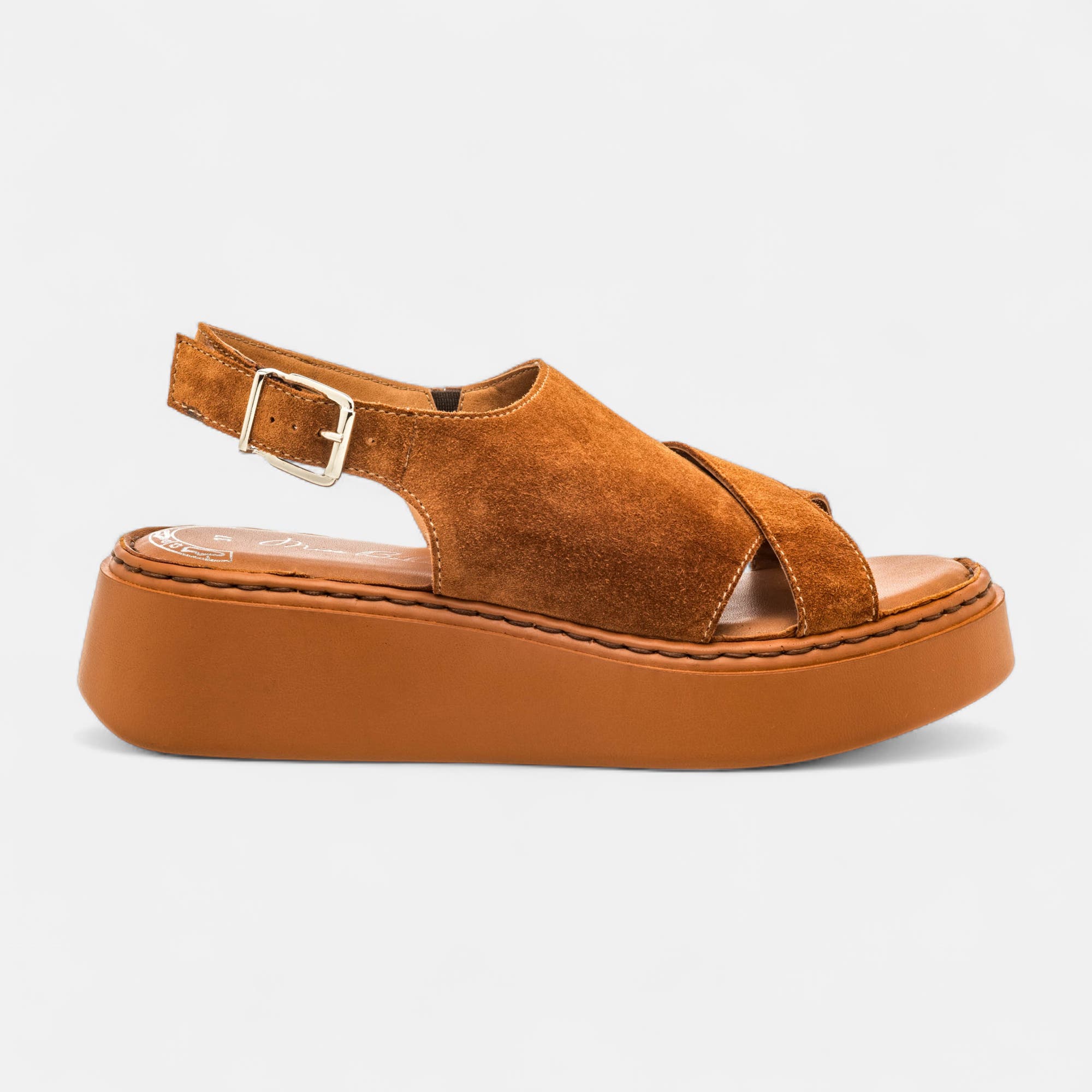 Sandales Femme en cuir cognac