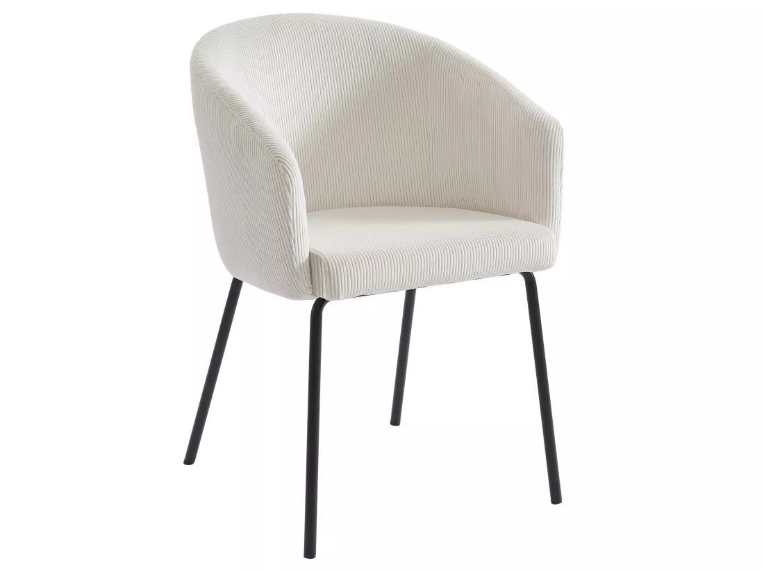 Lot de 6 chaises avec accoudoirs en velours côtelé et métal - Crème - MORONI de Pascal MORABITO