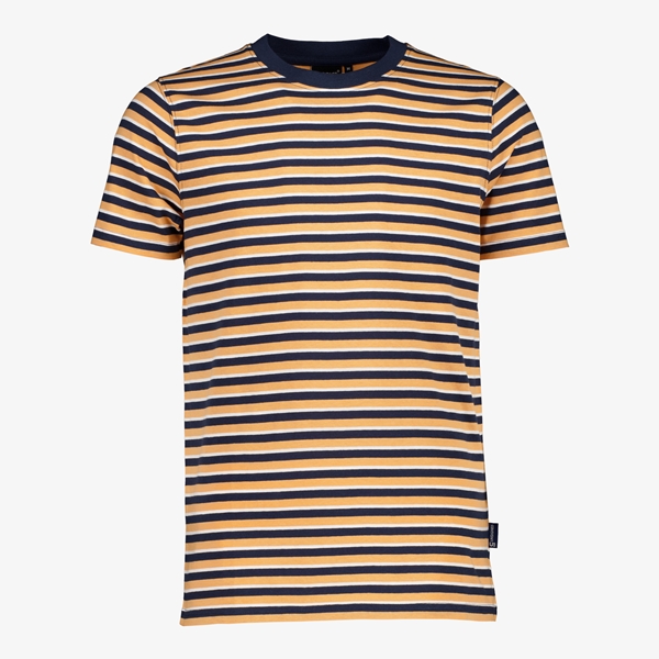 Unsigned heren T-shirt oranje/blauw gestreept
